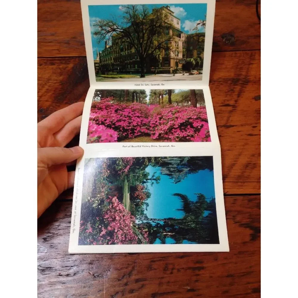 Vtg 1961 Savannah Georgia GA Color Foldout Postcards Set to Fitch Luray Virginia
